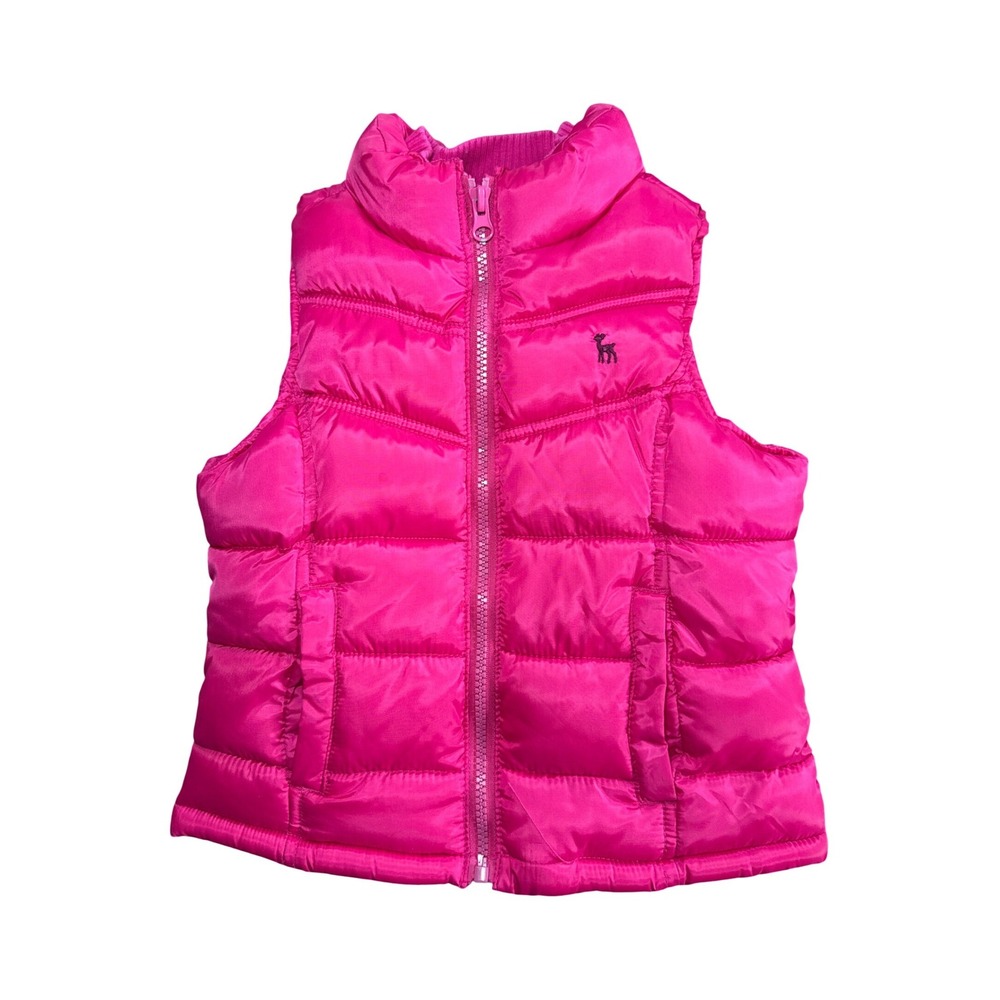 Old Navy Girls Hot Pink Quilted Puffer Vest Fleece Lined XS‎